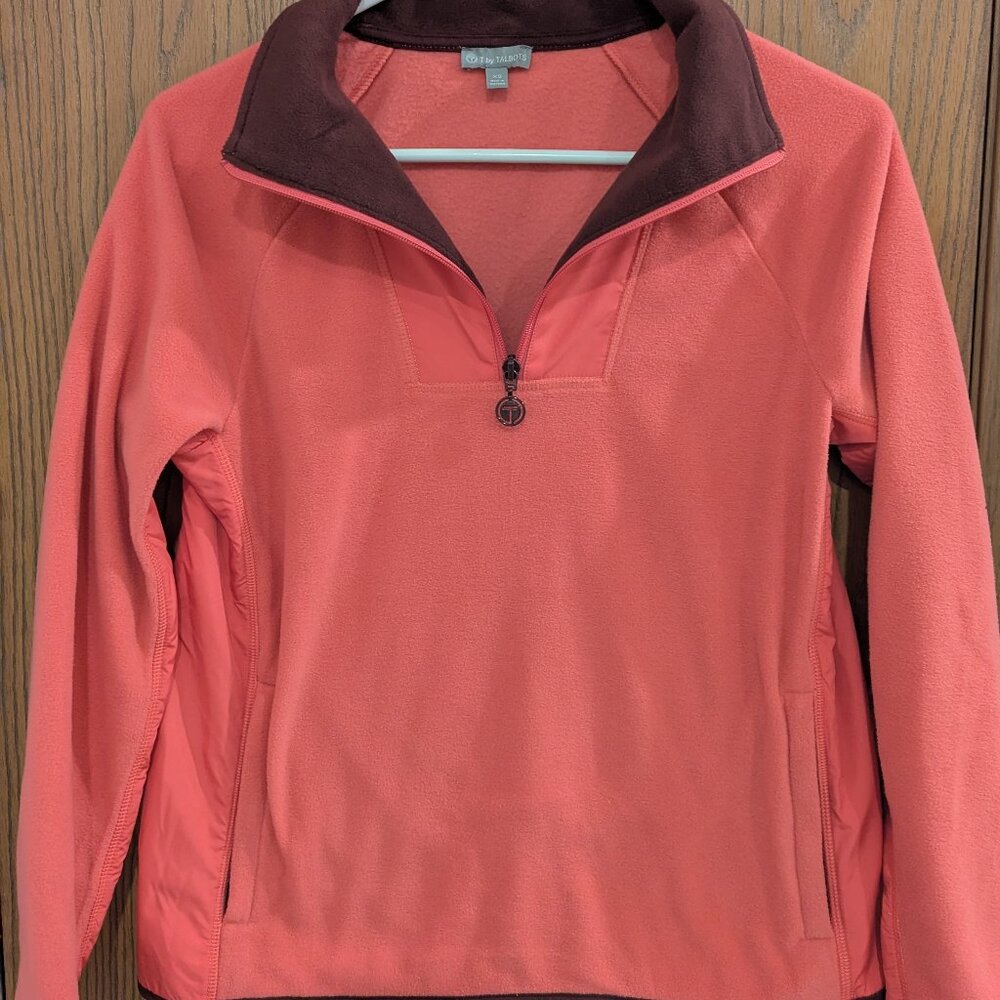 T‎ by Talbots Microfleece Half Zip Women's Pullover-Honeysuckle Size Extra Small
